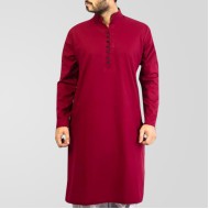 Maroon Cotton Casual Kurta